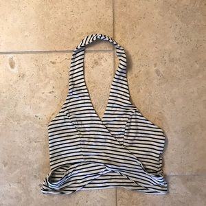Tobi Striped Halter Cropped Top